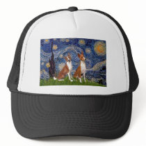 Starry Night - two Basenji's Hat
