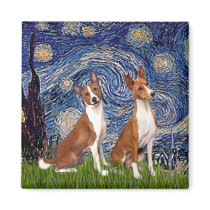Starry Night - two Basenji's Magnets