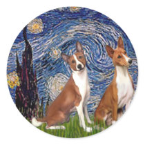 Starry Night - two Basenji's Sticker