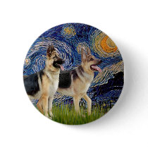 Starry Night - Two German Shepherds Button