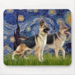 Starry Night - Two German Shepherds Mousepad