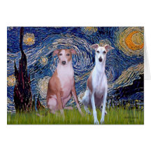 Starry Night - Two Whippets Cards