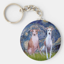 Starry Night - Two Whippets Key Chains