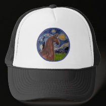 Starry Night (Van Gogh) - Brown Arabian Horse hats by heartsonggallery Starry Night (Van Gogh) - Brown Arabian Horse hats