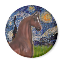 Starry Night (Van Gogh) - Brown Arabian Horse magnets by heartsonggallery Starry Night (Van Gogh) - Brown Arabian Horse magnets