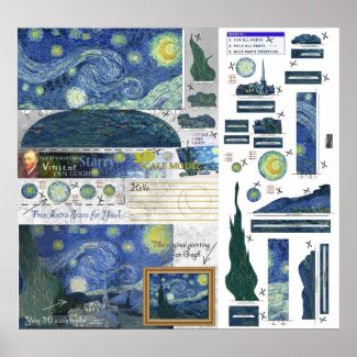 Starry Night Van Gogh Papercraft Poster Print print