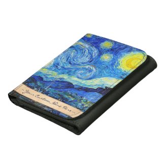 Starry Night Vincent van Gogh painting art Leather Wallet