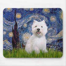 Starry Night - Westie 2 Mousepads