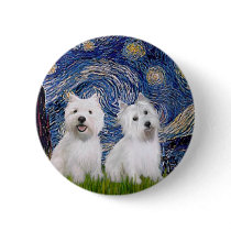 Starry Night - Westies (two) Pins