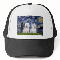 Starry Night - Westies (two) Mesh Hats