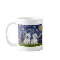 Starry Night - Westies (two) Mug