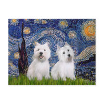 Starry Night - Westies (two) Postcards