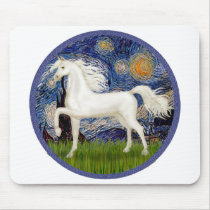 Starry Night - White ArabianHorse mousepads by heartsonggallery Starry Night - White ArabianHorse mousepads