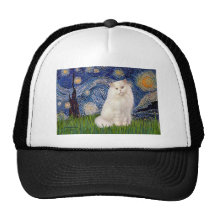 Starry Night - White Persian cat Mesh Hats