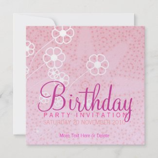 Starry Pink Party Birthday Invitation invitation