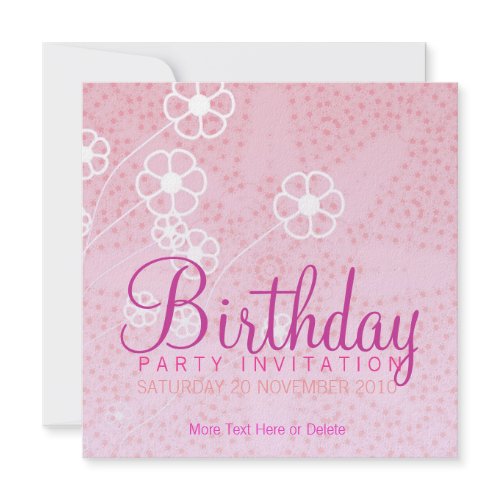 Starry Pink Party Birthday Invitation invitation
