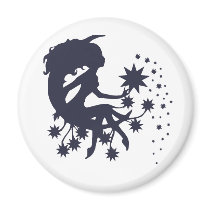 Starry sparkling fairy pixie on crescent moon magnets by Pinkisweet24 Starry sparkling fairy pixie on crescent moon magnets