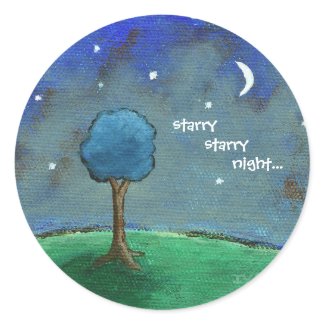 Starry Starry Night From Original Painting Round Sticker