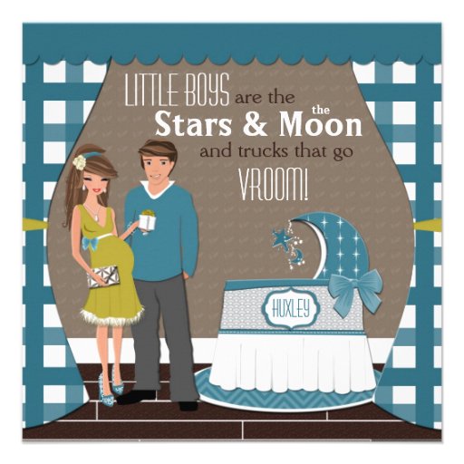 Stars And Moon Couples Baby Shower Invitations