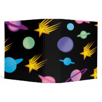 stars and planets on black notebook binders