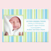 Stars and Stripes Birth Announcement (blue/green) invitations