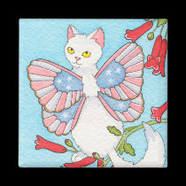Stars and stripes catterfly square magnet