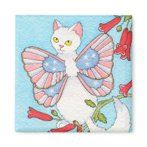 Stars and stripes catterfly square magnet