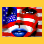 Stars and Stripes Girl's Portrait Postcard postcards