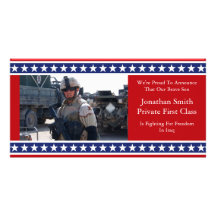 Stars And Stripes Military Announcement Photo Greeting Card
