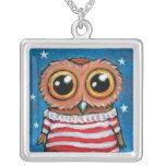 Stars and Stripes Owl | Bird Art Pendant