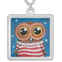 Stars and Stripes Owl | Bird Art Pendant