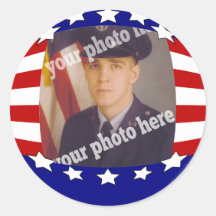 Stars and Stripes Patriotic Custom Photo Red White Sticker