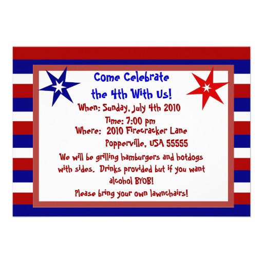 Stars and Stripes Personalized Fourth of July Announcements (front side)