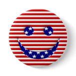 Stars and Stripes Smiley Face Pinback Button