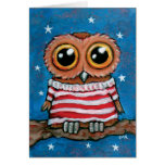 Stars and Stripes Wide Eyed Owl  | Bird Art Card