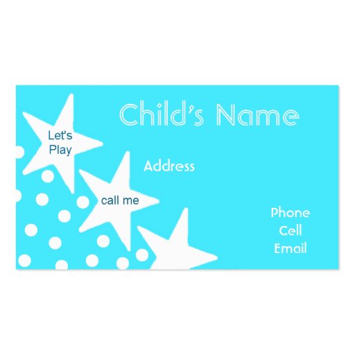 Stars Children's Calling Card Business Card Templates (front side)