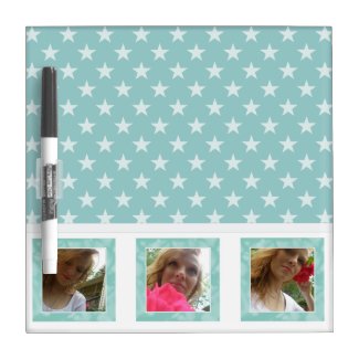 Stars: Green And White: Picture Dry Erase Board