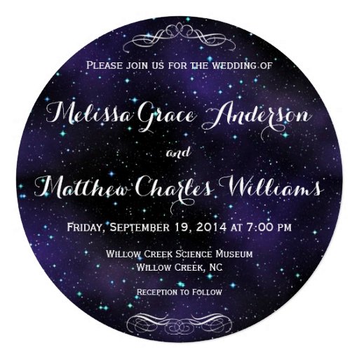 Stars in the Night Sky Round Wedding Invitation Personalized
