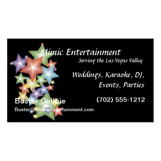 Stars on Black Background Business Card Templates (front side)