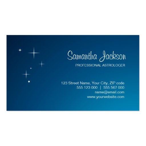 Stars On Blue business card (front side)