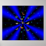 Stars, pearls and Butterfly on black and blue Posters