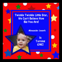 Stars Primary Colors Children's Photo Birthday invitations