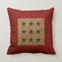 Stars Rustic Blue and Red Pillows