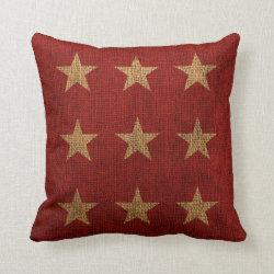 Stars Rustic Red and Natural Pillow