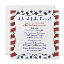 Stars Stripes 4th of July BBQ Party Invitation