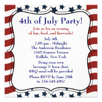 Stars Stripes 4th of July BBQ Party invitations