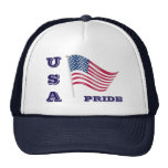 Stars Stripes Amercian Flag Waving USA Pride Words Trucker Hat