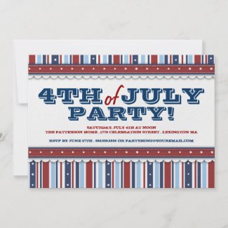 Stars &amp; Stripes Festive 4th of July Party Invitation