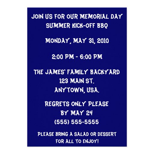 Stars & Stripes Memorial Day July 4 Invitations
