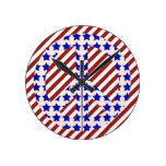 Stars & Stripes Peace Sign Wall Clock